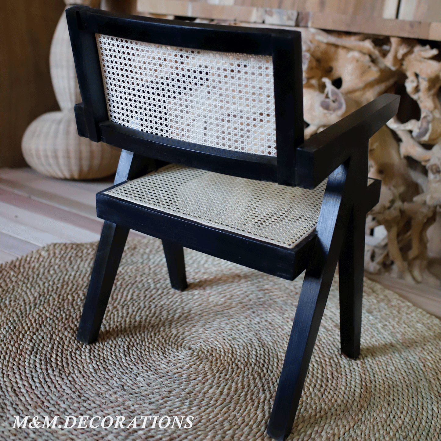 Wooden chair and natural cane