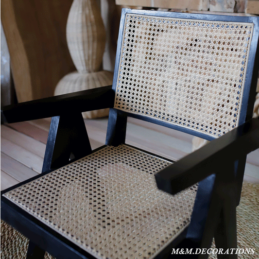 Wooden chair and natural cane