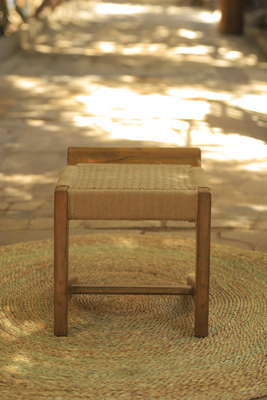 Wood stool and jute rope