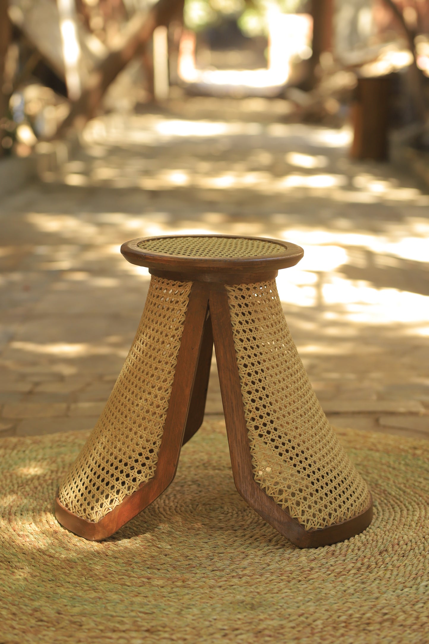 Wood table and cane