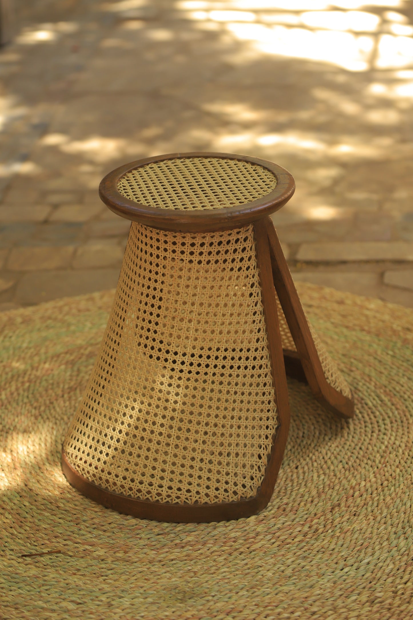 Wood table and cane