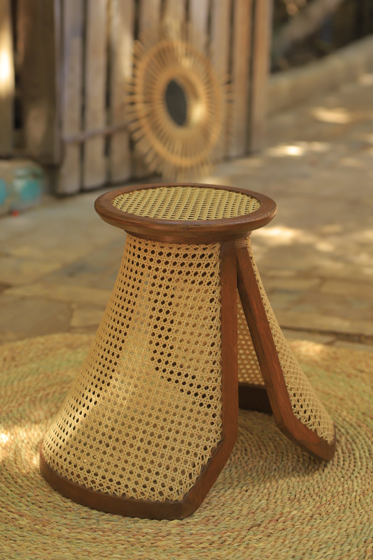 Wood table and cane