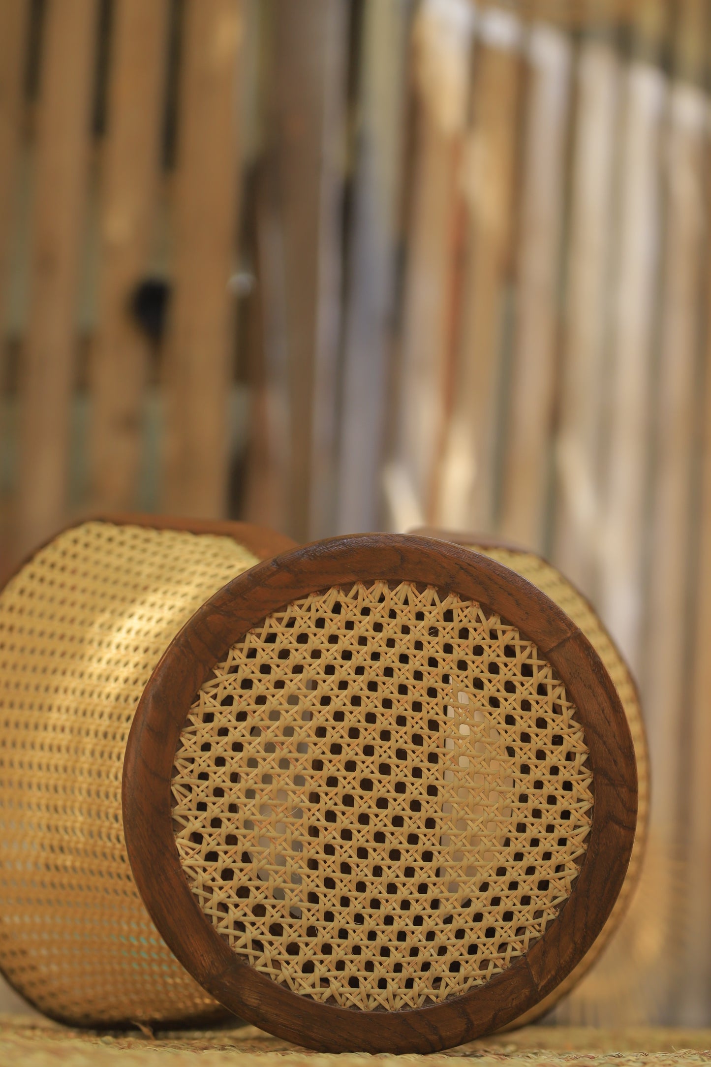Wood table and cane
