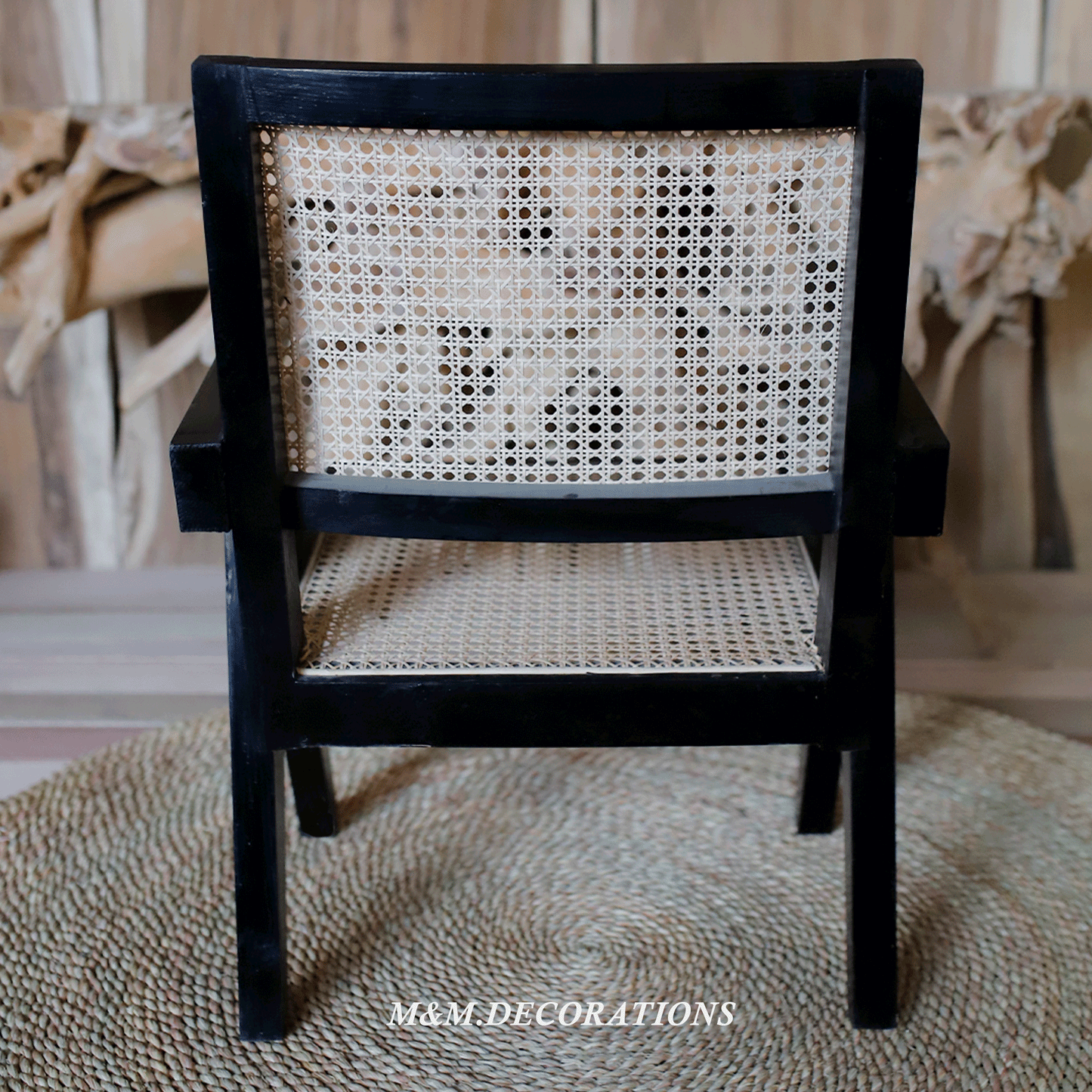Wooden chair and natural cane