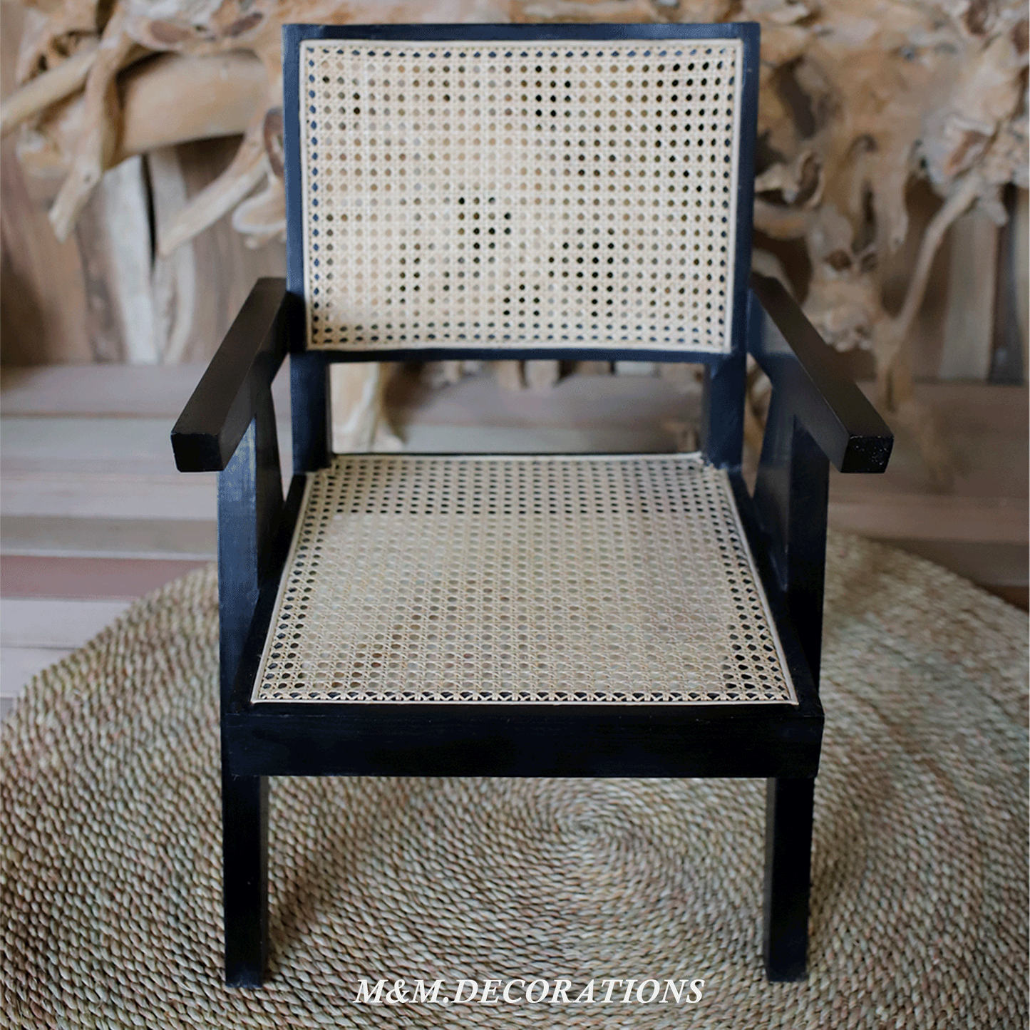 Wooden chair and natural cane