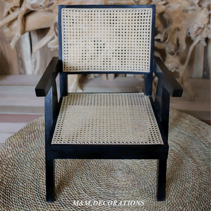 Wooden chair and natural cane