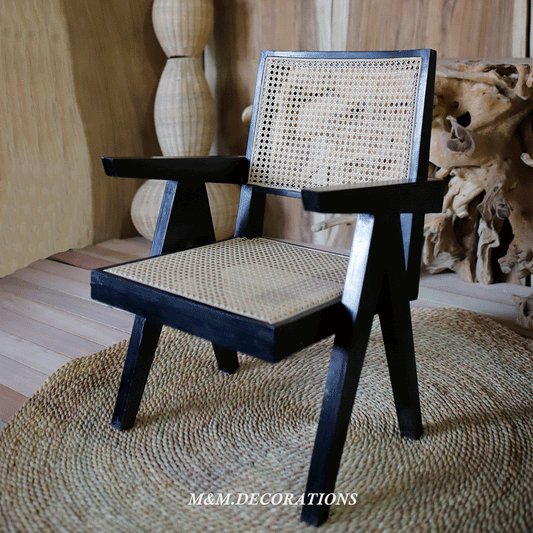 Wooden chair and natural cane