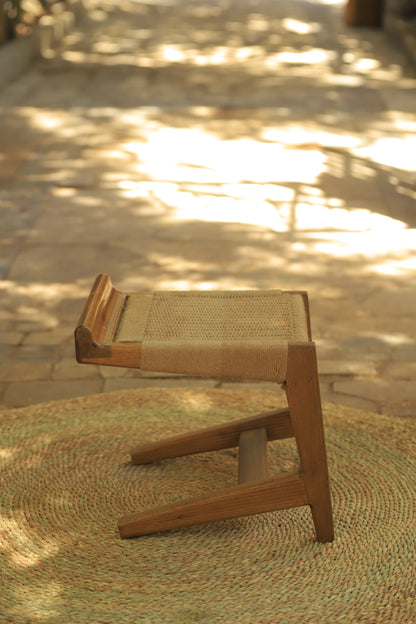 Wood stool and jute rope
